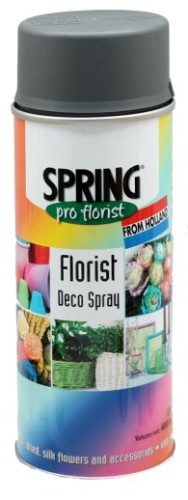 Charcoal grey Florist Deco Spray 400ml enhances fresh and artificial flowers for stunning floral arrangements and crafts.