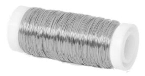 Shiny silver wire spool, 0.35mm x 132m, ideal for jewelry making and crafts, offering strength and elegance.