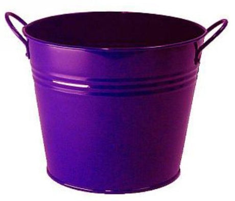Set of 6 violet metal buckets with 2 handles, ideal for gardening, storage, or decor, sturdy and stylish for any occasion.
