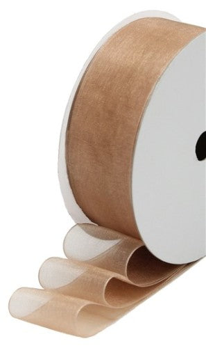 Gorgeous gold organza ribbon, 25mm wide, 10m roll, perfect for crafting, gift-wrapping, and elegant decorations.
