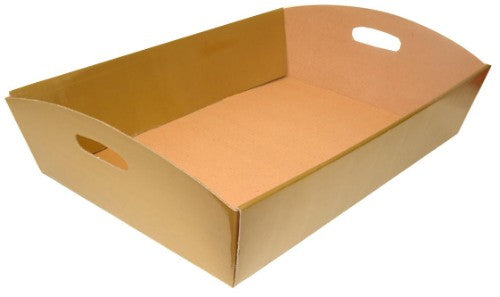 Small gold hamper tray measuring 25 x 17 x 6cmH, perfect for elegant gift presentations and home decor enhancement.