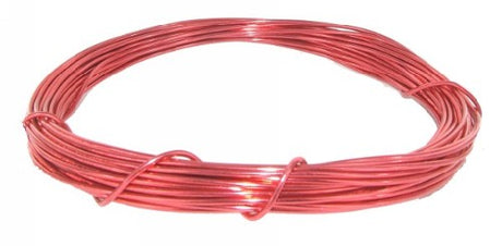 Red aluminum craft wire, 2mm x 12m, ideal for jewelry making, DIY crafts, and floral arrangements. Lightweight and flexible.