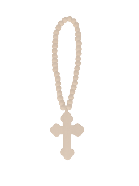 Elegant 67cm wall cross in blush finish, perfect spiritual decor for any home style, blending faith with modern aesthetics.