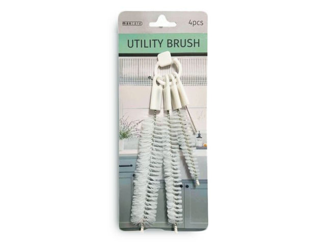 Maxcare 4-piece utility brushes set for effective cleaning, featuring durable bristles and ergonomic design for comfort.