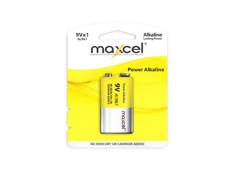 Maxcel Performance 9V Alkaline Battery pack, 30 units, eco-friendly, reliable for devices like smoke detectors and controllers.