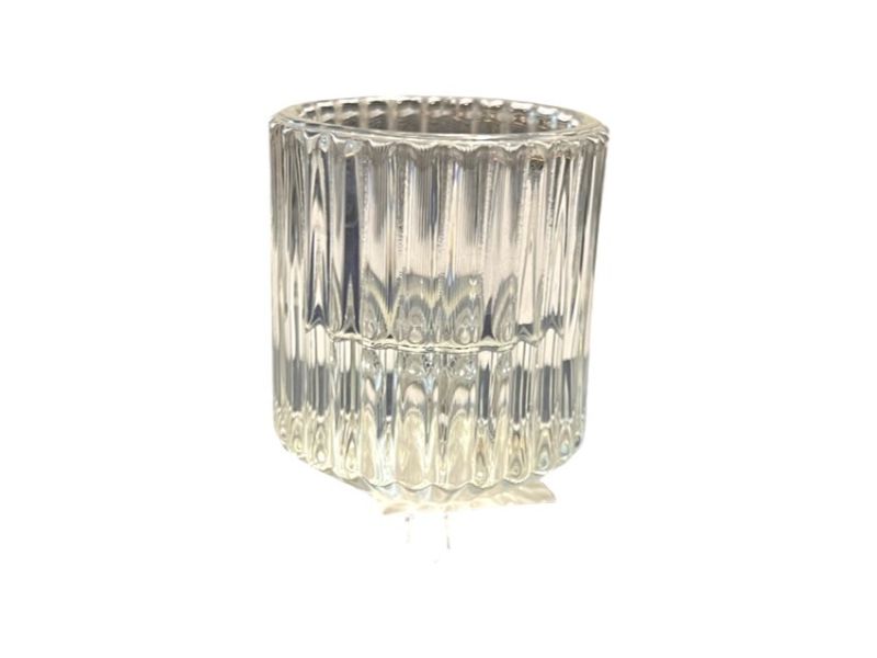 Elegant MAX Brand glass candle holder, 6cm tall, perfect for enhancing decor and creating a warm ambiance. Pack of 72 units.