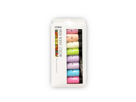 Max Brand Acrylic Paint Set: 24 packs of 8 pastel colors in 25ml tubes, ideal for artists of all levels, non-toxic and quick-drying.