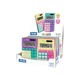 Milan Sunset Pocket Calculator: 8-digit display, soft-touch keys, dual power, 3 memory keys, in vibrant colors.