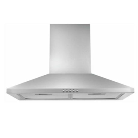 Midea 60cm stainless steel canopy rangehood with 3 speeds, LED light, and washable grease filter for optimal cooking air quality.