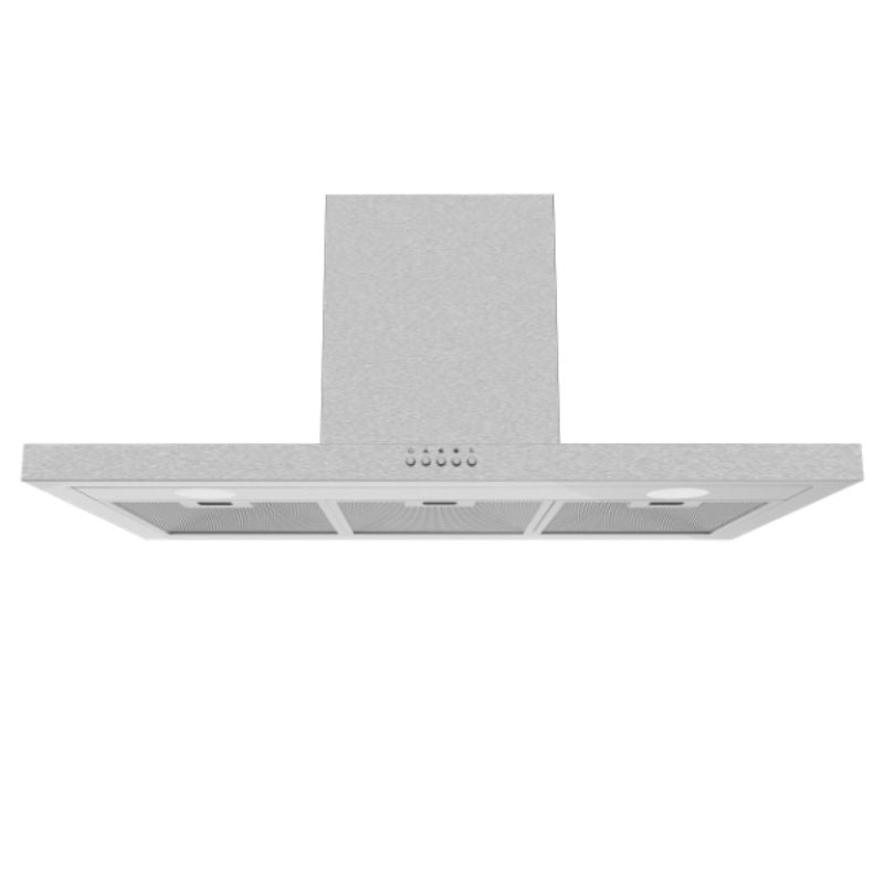 T-Shape Midea 90cm range hood featuring stainless steel, 3 speeds, 2 LED lights, and washable grease filters for efficient ventilation.