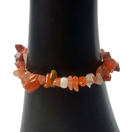 Set of 3 vibrant carnelian 5mm chip bracelets, showcasing natural beauty and promoting creativity and courage.