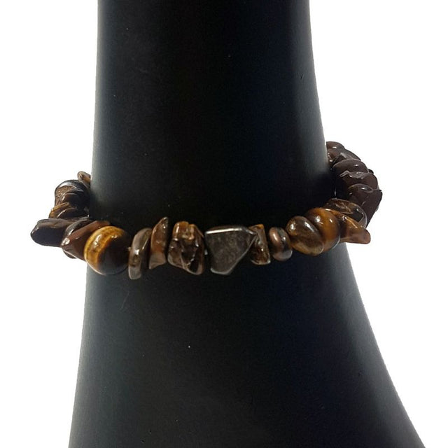 Set of 3 handcrafted Tigers Eye chip bracelets featuring smooth 5mm stones for style, balance, and tranquility.