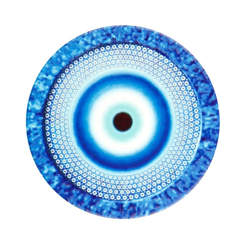 Ceramic coaster featuring the Evil Eye design, 11cm, protects surfaces and adds mystique to home decor.