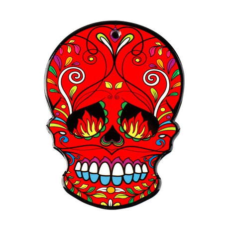 Vibrant ceramic coaster featuring an intricate Day of the Dead sugar skull design, measuring 15 x 20 cm, perfect for decor.