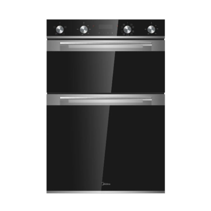 Midea Double Wall Oven featuring 35L top oven and 70L bottom oven, sleek modern design, and versatile cooking functions.