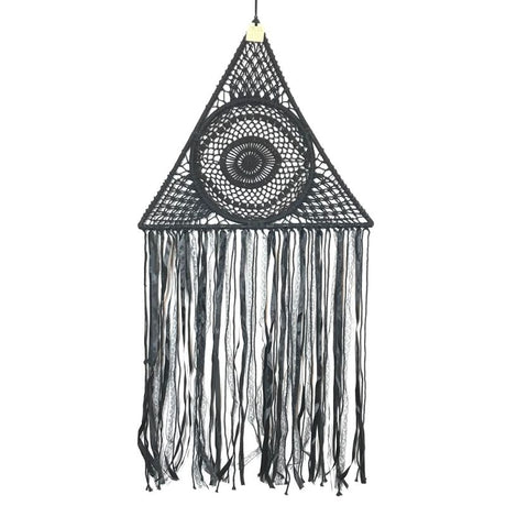 Black Third Eye Dreamcatcher 32cm, handcrafted in Bali, filtering negative energies and promoting positive dreams.