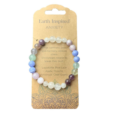 Set of 3 anxiety relief bracelets featuring 8mm polished natural stones for calmness, balance, and stylish everyday wear.