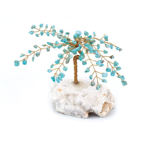 Gemstone Tree with a Turquentine crystal base, 12.7cm tall, featuring vibrant gemstones for positivity and harmony.