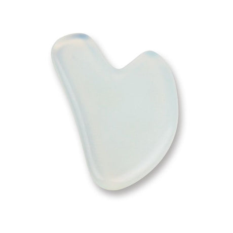 Heart-shaped Gua Sha Plate made of smooth Opalite, 7.8cm, enhances skincare and promotes natural healing.