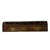Flower Of Life Box Incense Burner in mango wood, featuring a serene design, storage, and versatility for incense use.