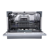 Compact Midea Bench Top Dishwasher with 6 place settings, 9 washing programs, LED display, and energy-efficient design.