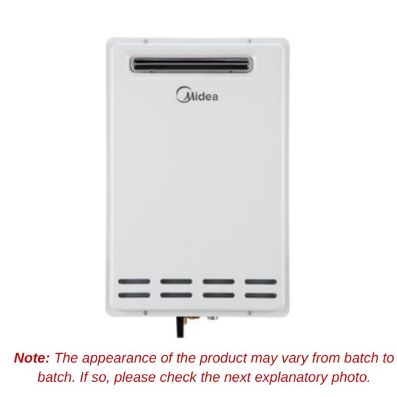 Midea 26L LPG Gas Water Heater M2605 with LED display, Wi-Fi control, and efficient heating for home and commercial use.