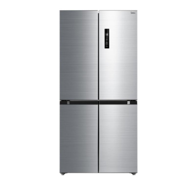 Midea 474L Cross Door Fridge Freezer features Smart Cooling, Inverter Quattro, customizable storage, and advanced odor control for freshness.