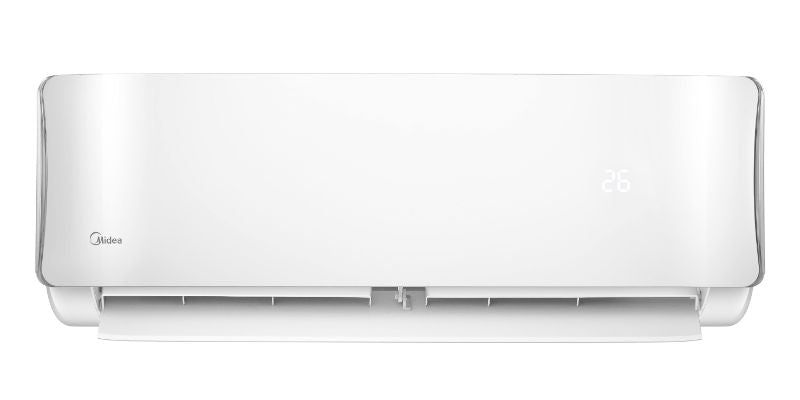 Midea Aurora 3.5KW Hi-Wall Inverter Heat Pump; efficient climate control, Wi-Fi enabled, eco-friendly with low noise.