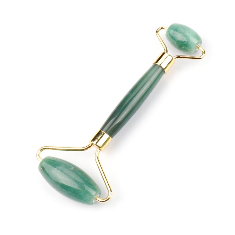 Dark Green Aventurine Massage Roller (14.5cm) for relaxation, rejuvenation, and enhanced skincare. Ideal for stress relief and lymphatic drainage.