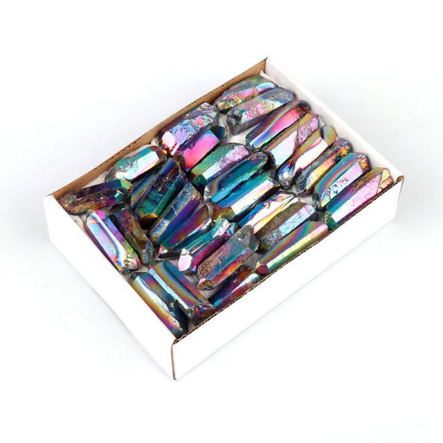 Mini Crystal Tray featuring a vibrant Aura Quartz Point, perfect for displaying crystals and enhancing home decor.