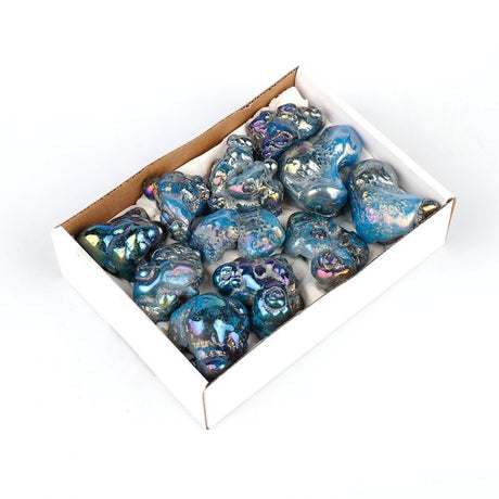 Mini Crystal Tray in Aura Bubble Agate (Blue) showcasing unique blue hues, ideal for holding crystals and jewelry.