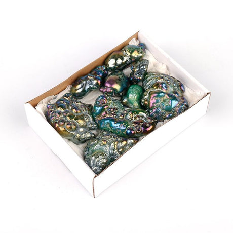 Mini Crystal Tray in green aura bubble agate, showcasing natural patterns and elegance for home decor or storage.