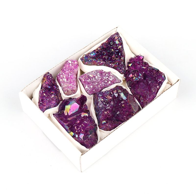 Mini crystal tray featuring a dark purple amethyst cluster, perfect for decor, meditation, or organizing small items.