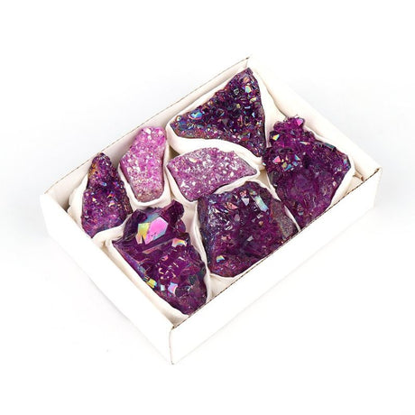 Mini crystal tray featuring a dark purple amethyst cluster, perfect for decor, meditation, or organizing small items.