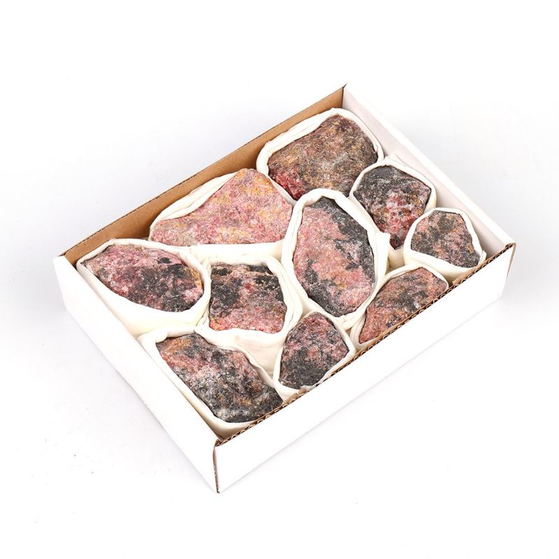 Mini Crystal Tray made of rhodonite, featuring pink hues and intricate patterns for decoration and organization.