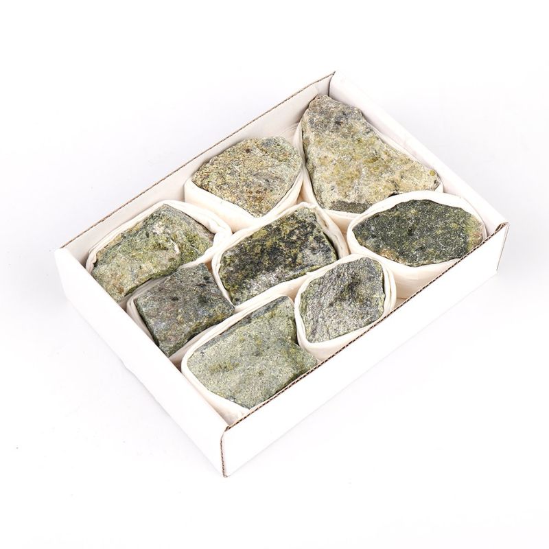 Mini Green Serpentine Crystal Tray, showcasing unique hues and patterns, ideal for decor and organizing trinkets.