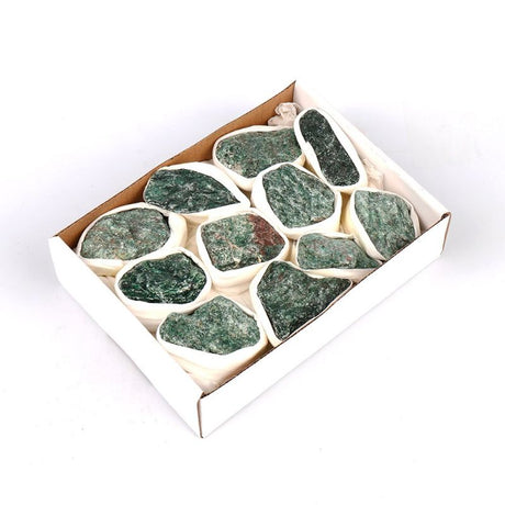 Mini Fuchsite crystal tray with vibrant green hues, perfect for organizing trinkets and enhancing energy in any space.