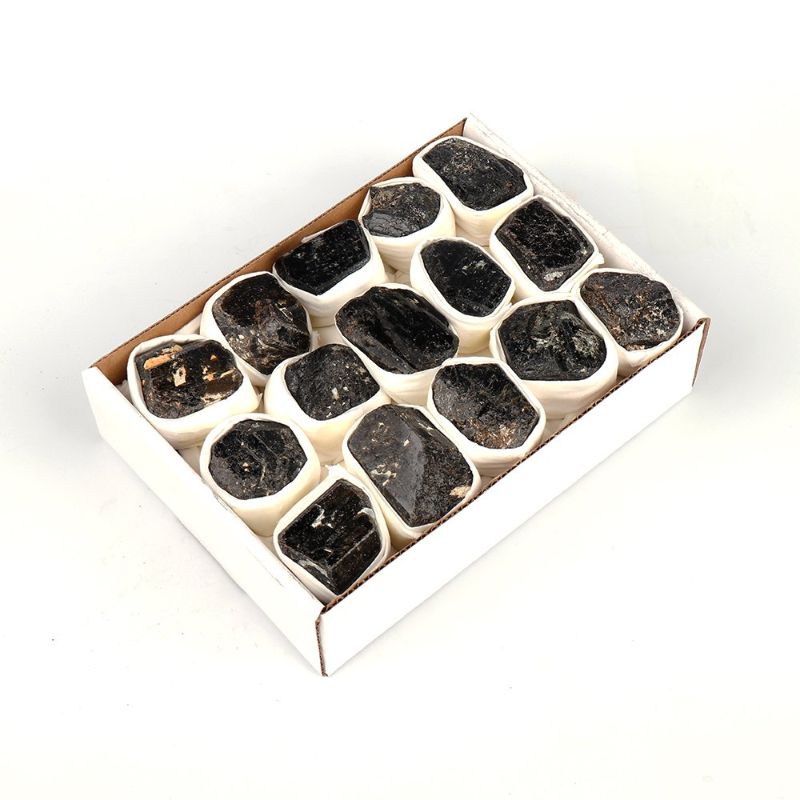 Mini Crystal Tray in Black Tourmaline, ideal for organizing crystals and jewelry while enhancing positive energy and protection.