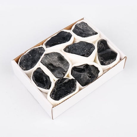 Mini Crystal Tray in black sheen obsidian, elegantly designed for displaying treasures or organizing items in style.