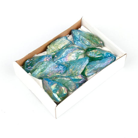 Mini Crystal Tray featuring Aura Unicorn Points in Green and Aqua Blue, perfect for displaying jewelry and enhancing decor.