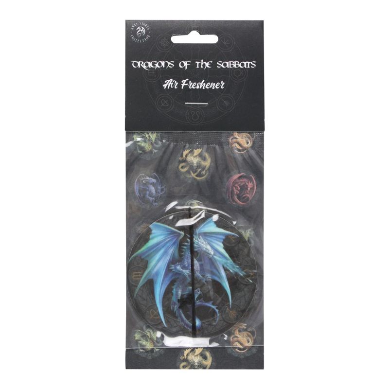 Cinnamon-scented air freshener featuring Anne Stokes' enchanting Yule dragon design, perfect for holiday decor and gifting.