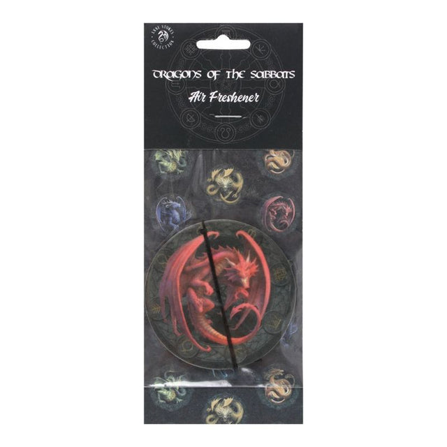 "6 x Lammas Dragon Bread Scented Air Freshener by Anne Stokes featuring vibrant dragon artwork and a warm harvest bread scent."
