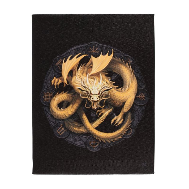 Small canvas plaque featuring vibrant 'Imbolc' dragon artwork by Anne Stokes, perfect for Pagan decor and fantasy art lovers.
