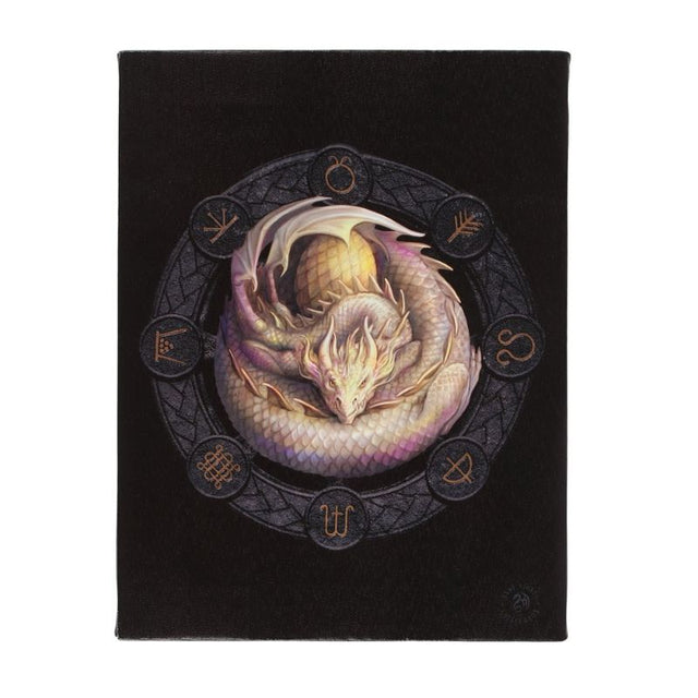 Small canvas plaque featuring a vibrant 'Ostara' dragon by Anne Stokes, symbolizing renewal and springtime magic.