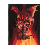 Small Mjolnir canvas plaque by Anne Stokes, featuring vibrant dragon artwork inspired by Norse mythology, perfect for fantasy art lovers.