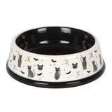 Gothicat Print Food Bowl featuring black cats, bats, and moons; perfect for adding magic to pet mealtime.