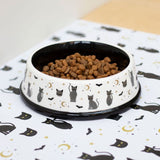 Enchanting Gothicat Print Food Bowl featuring whimsical black cats, bats, and moons, perfect for stylish pet mealtime.