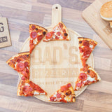 Engraved bamboo pizza board measuring 30.5x40 cm, perfect for serving homemade or store-bought pizzas with style.