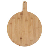 Dad's Pizzeria Wooden Pizza Board in bamboo with engraved text, perfect for serving homemade or store-bought pizzas stylishly.
