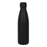 Black metal water bottle with moon tarot illustration, 500ml capacity, screw-top lid for hydration on the go.